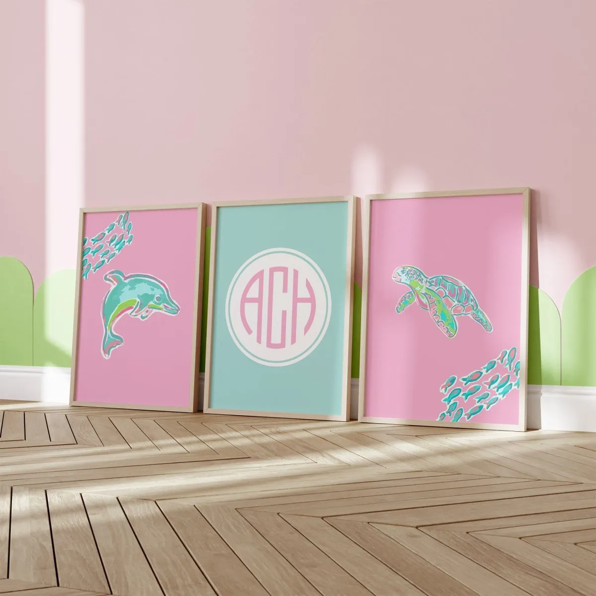 Southern Preppy Monogrammed Personalized Nursery Art