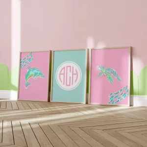 Southern Preppy Monogrammed Personalized Nursery Art