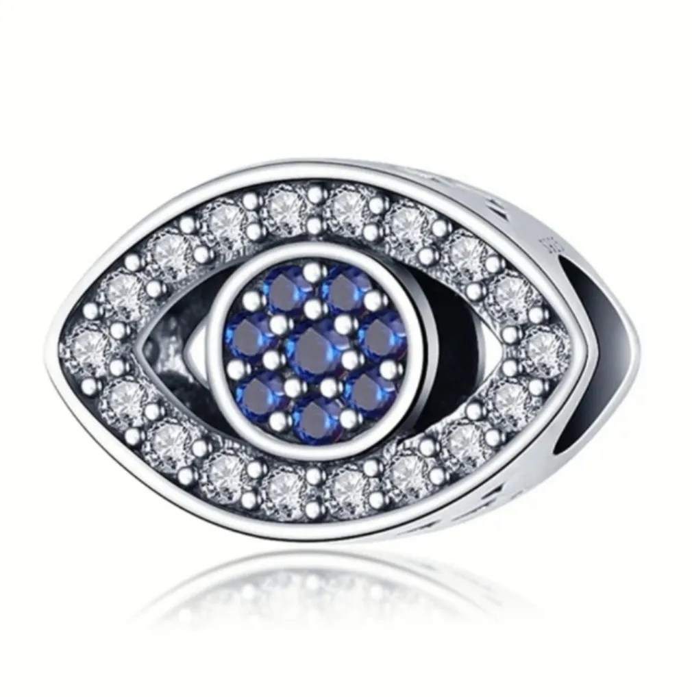 Sparkly Evil Eye Charm  - 925 Sterling Silver