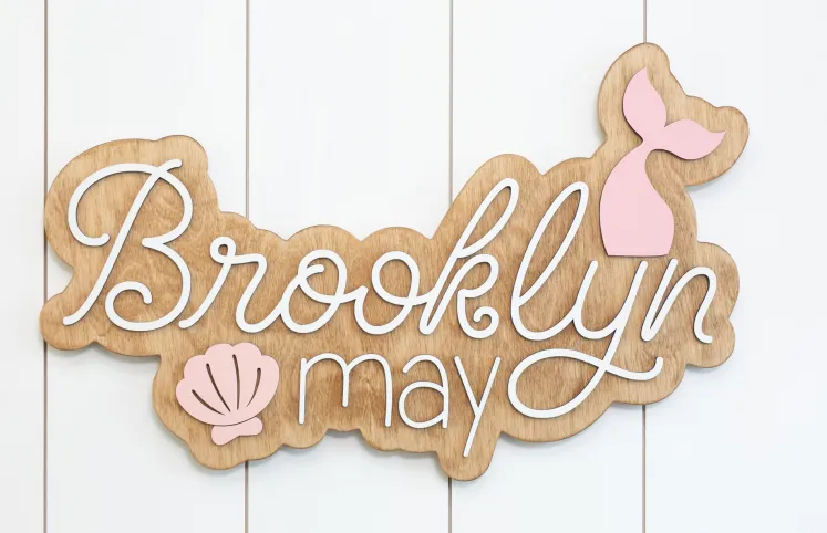 Sugar   Maple Personalized Bubble Wood Sign | Mermaid