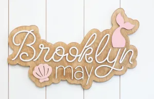 Sugar   Maple Personalized Bubble Wood Sign | Mermaid