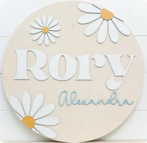 Sugar   Maple Round Personalized Name Sign | Daisy