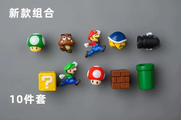 Super Mario Refrigerator Magnet Set: A Cartoon Mario Figure in a Three-Dimensional Design for Decorating Refrigerator Doors, Perfect as a Gift for Kids.