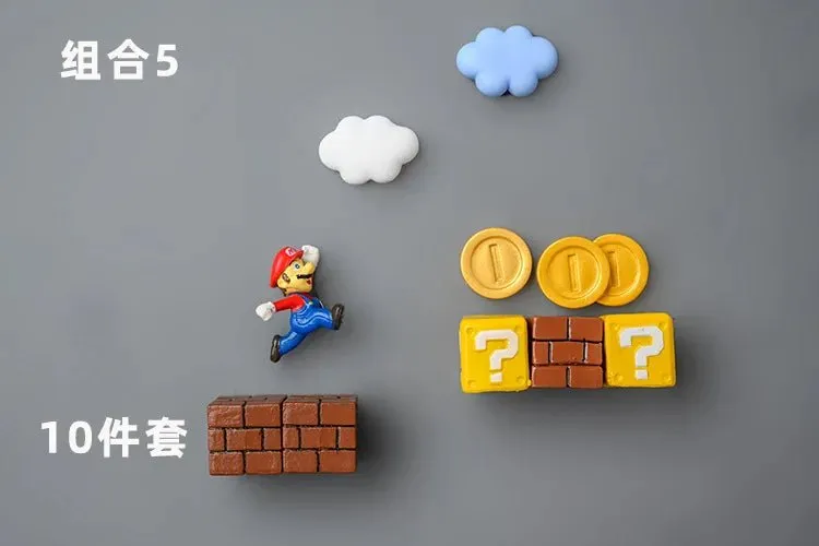Super Mario Refrigerator Magnet Set: A Cartoon Mario Figure in a Three-Dimensional Design for Decorating Refrigerator Doors, Perfect as a Gift for Kids.