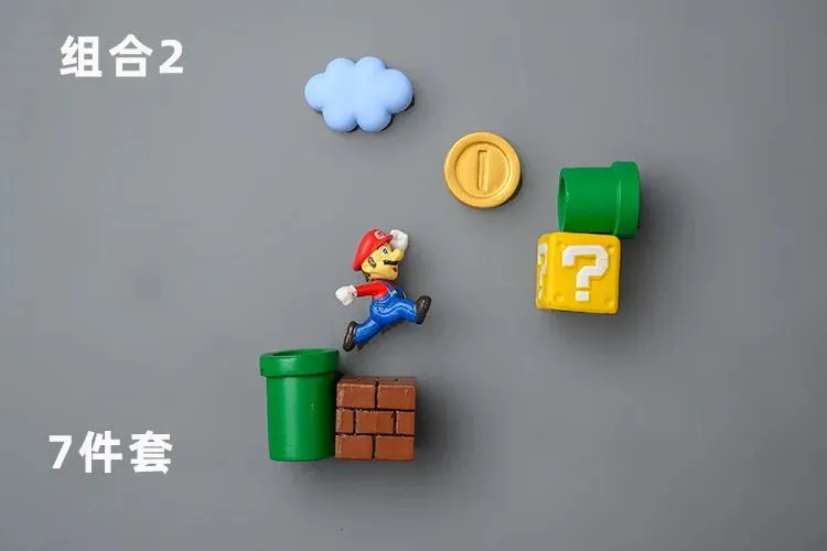 Super Mario Refrigerator Magnet Set: A Cartoon Mario Figure in a Three-Dimensional Design for Decorating Refrigerator Doors, Perfect as a Gift for Kids.