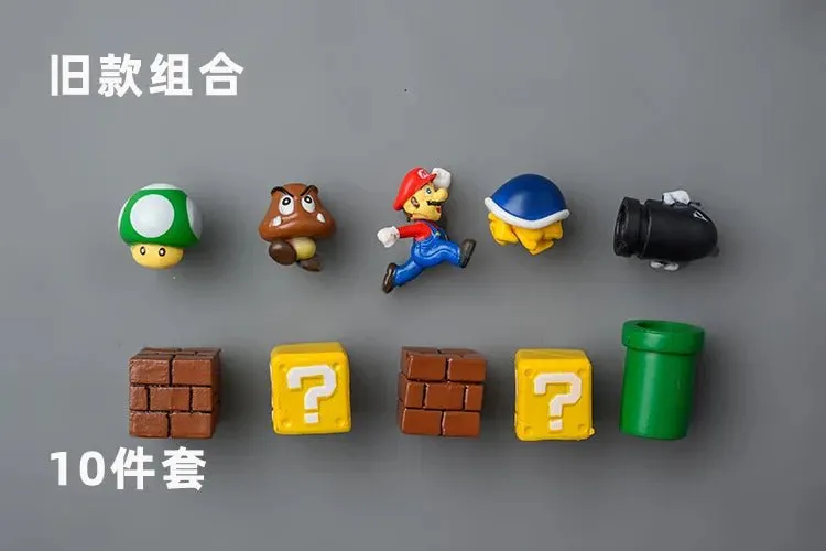 Super Mario Refrigerator Magnet Set: A Cartoon Mario Figure in a Three-Dimensional Design for Decorating Refrigerator Doors, Perfect as a Gift for Kids.