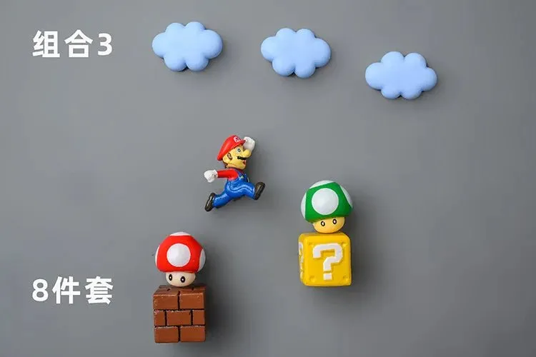 Super Mario Refrigerator Magnet Set: A Cartoon Mario Figure in a Three-Dimensional Design for Decorating Refrigerator Doors, Perfect as a Gift for Kids.