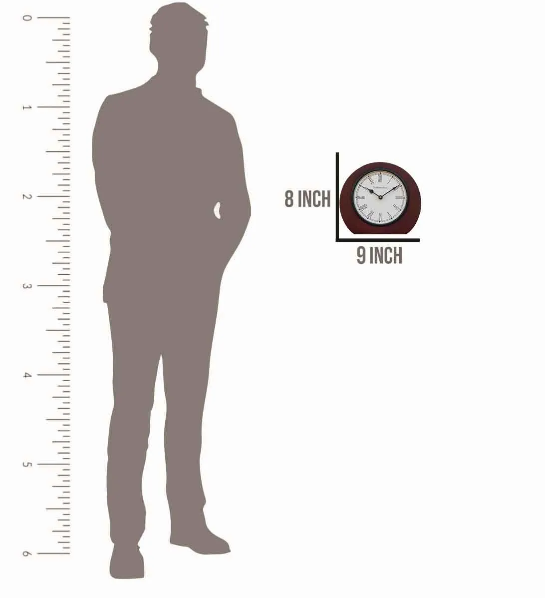 The Brown Story Analog Non-Ticking Silent Table Clock for Home, Living Room, Bedroom, Office I Wooden | Antique | Vintage | Desk Clock (BST05NM, 8 Inch)