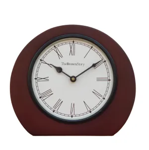 The Brown Story Analog Non-Ticking Silent Table Clock for Home, Living Room, Bedroom, Office I Wooden | Antique | Vintage | Desk Clock (BST05NM, 8 Inch)
