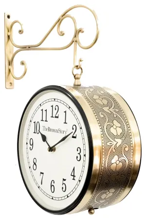 The Brown Story Dacia Analog Wall Mount Clock for Home, Living Room, Bedroom, Office I Metal | Antique | Vintage | Railway (6 Inches, Brass, BS0601B)