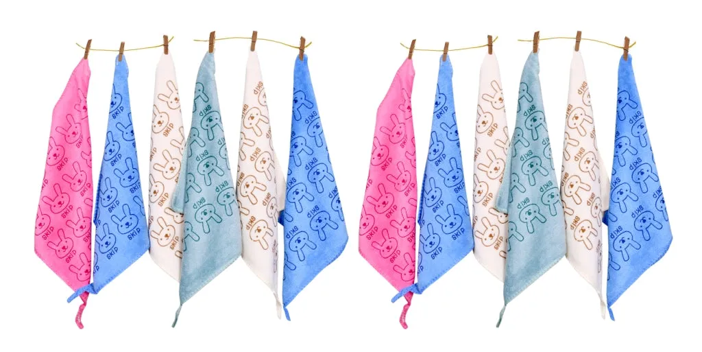 THE LITTLE LOOKERS 6-Piece Soft Terry Cotton Hankeys/Washcloth/Face Towels for Newborn Babies/Infants