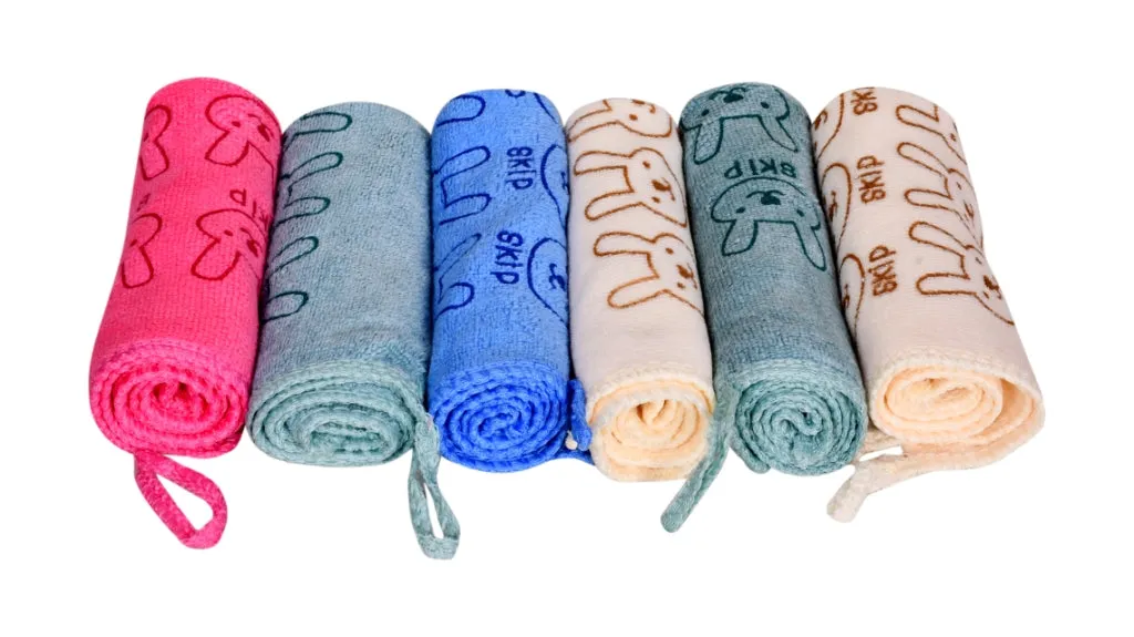 THE LITTLE LOOKERS 6-Piece Soft Terry Cotton Hankeys/Washcloth/Face Towels for Newborn Babies/Infants