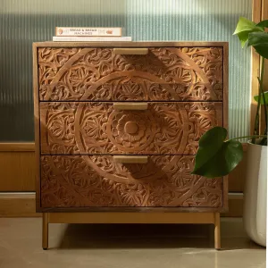 Triple chest drawer with metal legs
