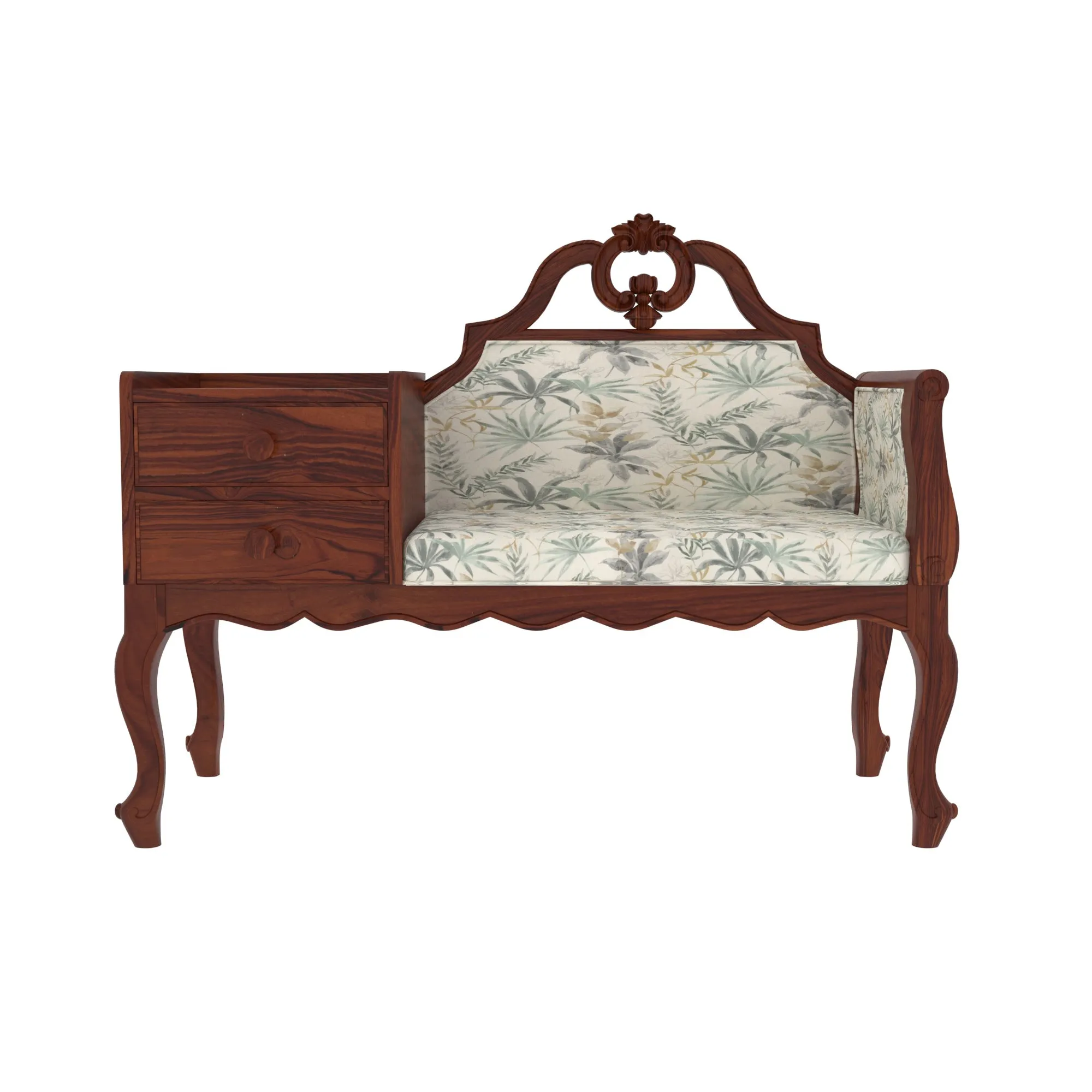 Unique Multistorage Space Classic Handmade Wooden Sofa