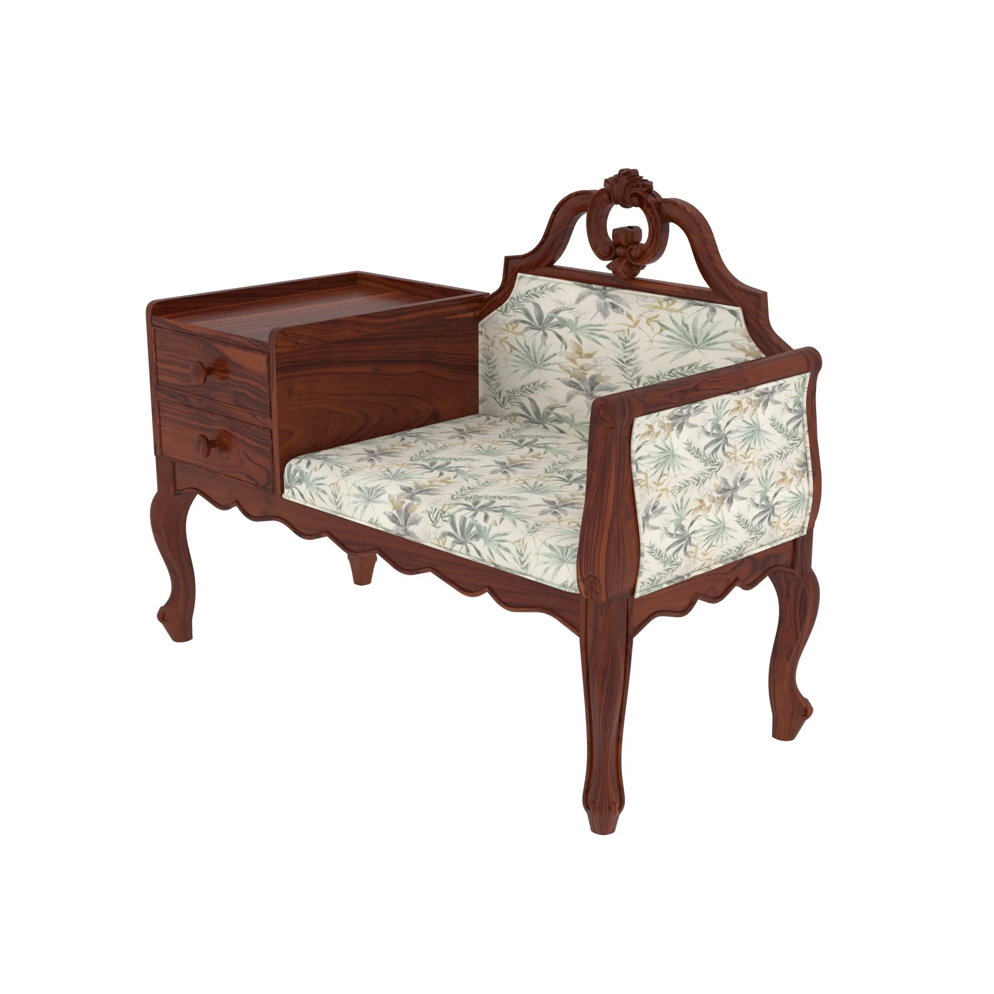 Unique Multistorage Space Classic Handmade Wooden Sofa