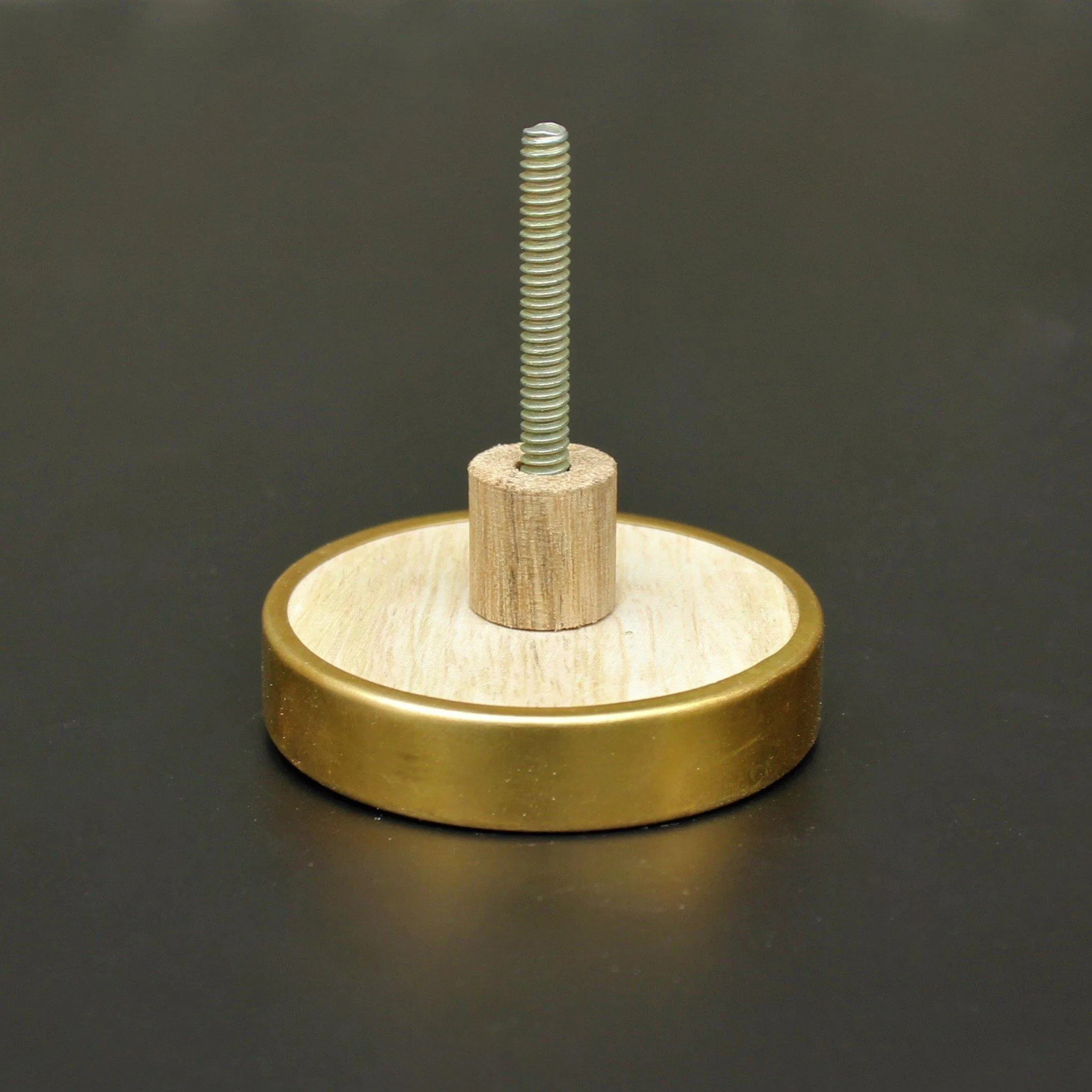 Unique Round Brass Golden Wired & Wooden Design Handmade Drawer Knobs 1Pc