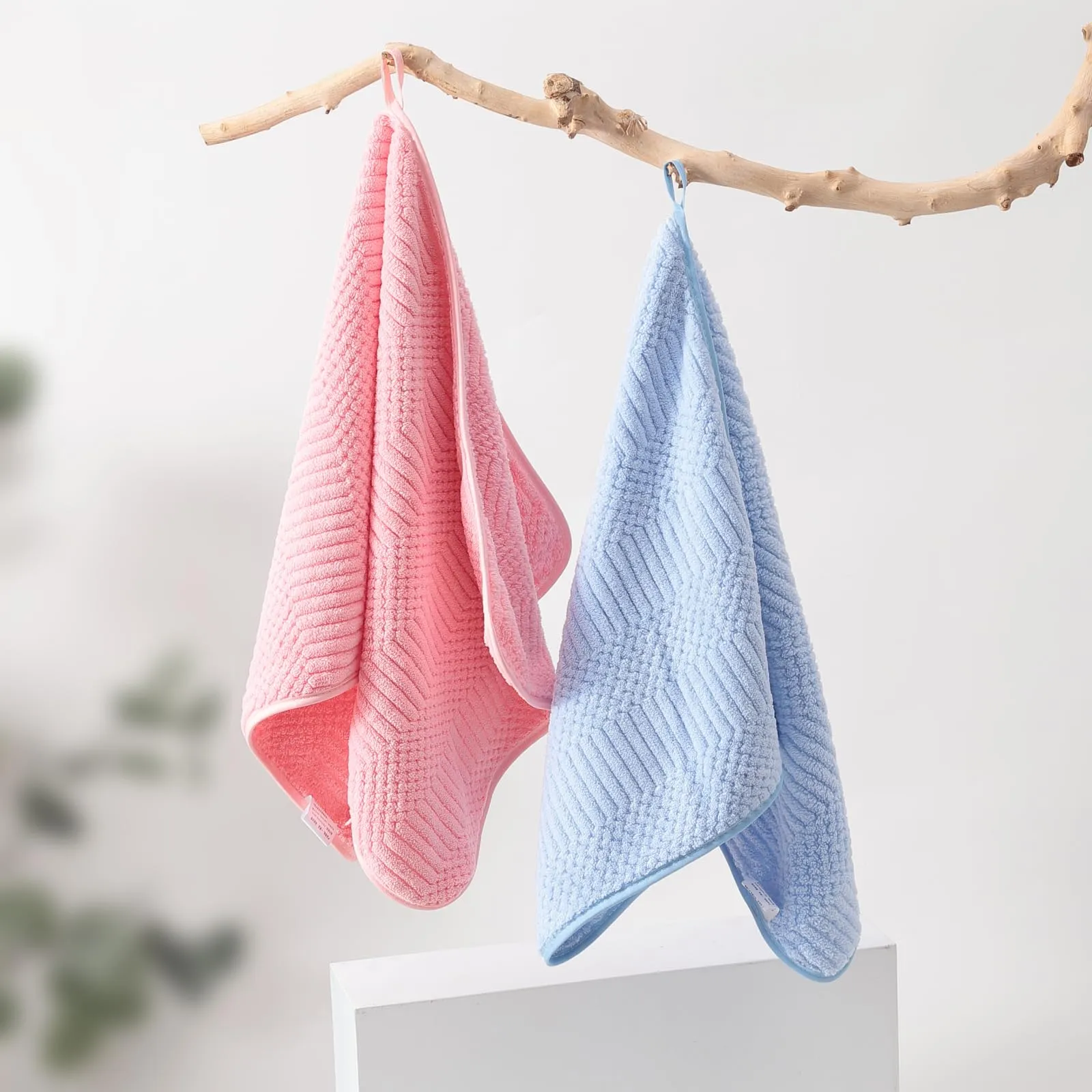 Urbane Home 2 Piece Hand Towel Set|280 GSM|Gtm & Workout Towels|Super Absorbent & Antibacterial Treatment|Small Size, Travel Friendly (Blue & Pink)