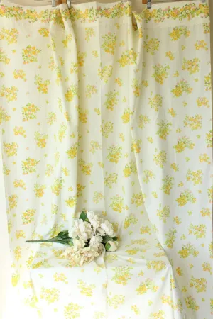 Vintage Fieldcrest Perfection Yellow and Pink Floral Print Flat Twin Bedsheet