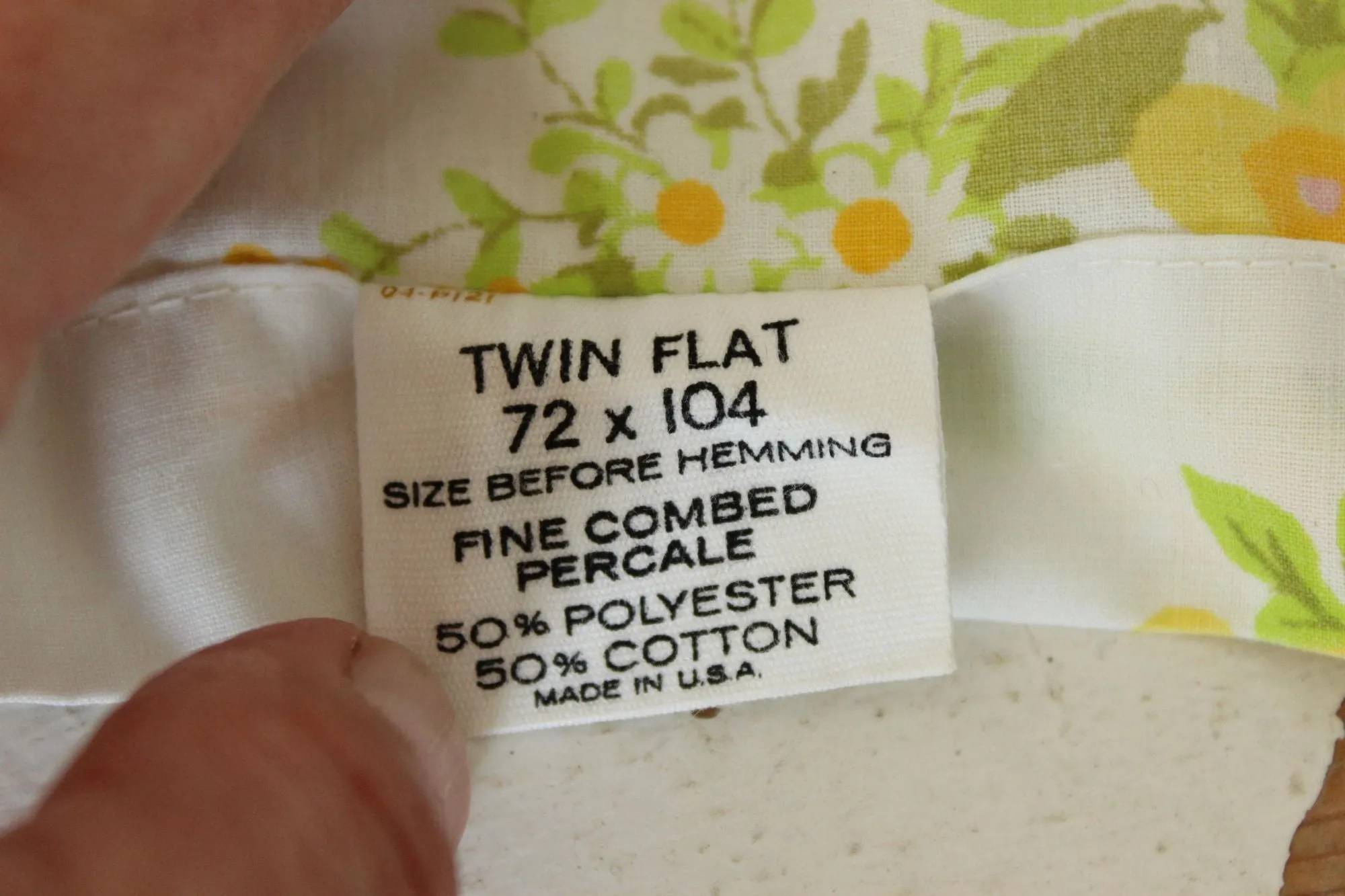 Vintage Fieldcrest Perfection Yellow and Pink Floral Print Flat Twin Bedsheet