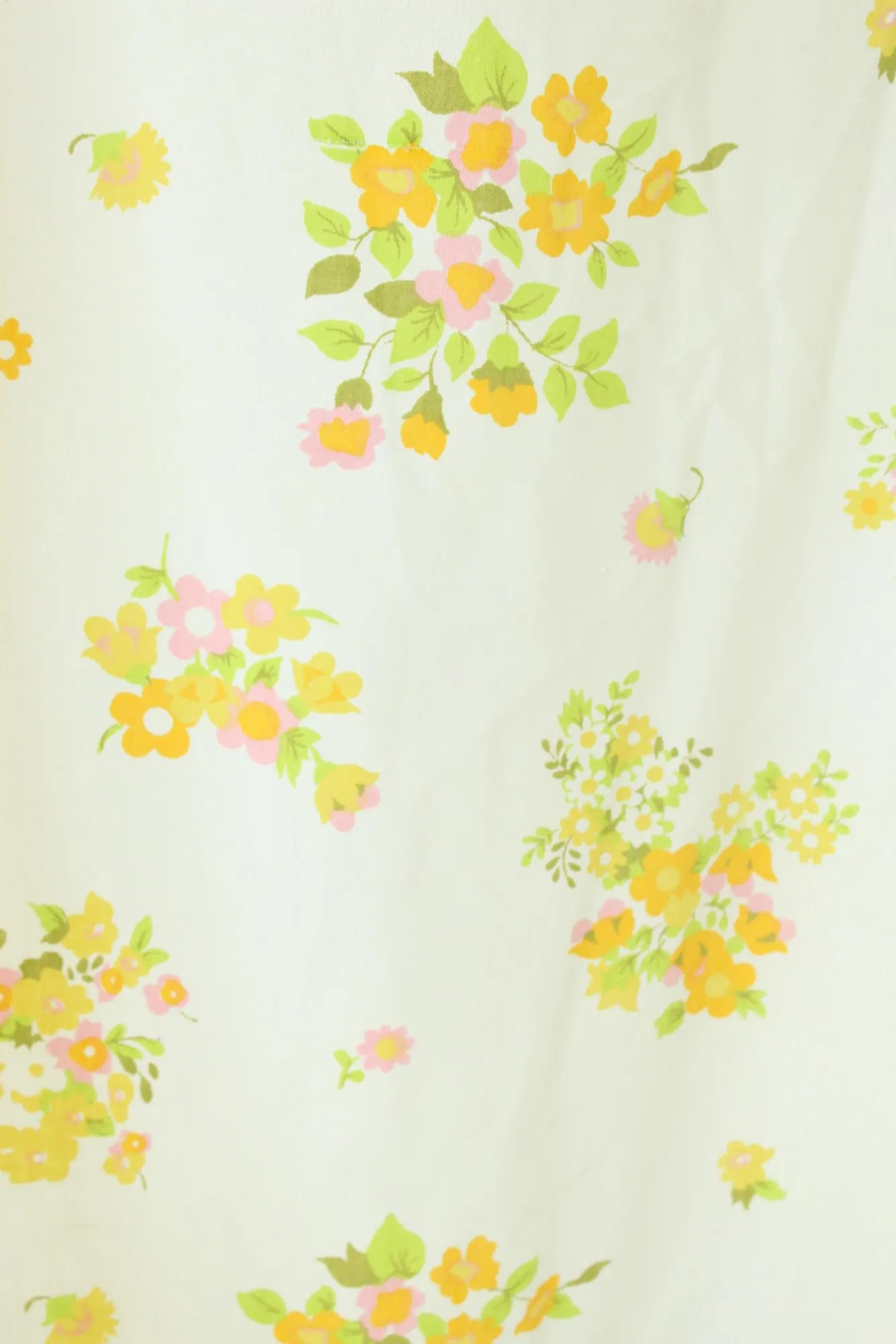 Vintage Fieldcrest Perfection Yellow and Pink Floral Print Flat Twin Bedsheet