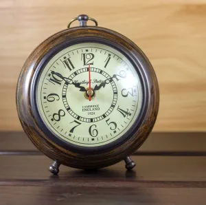 Warcraft Nauticals Handmade Antique Wooden Analog Table Top Clock Desk Clock Nautical Style Roman Number Home & Office Study Living Room Decoration Gift Item (Brown)